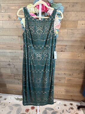 Adrianna Papell green Lace Midi Dress size 10